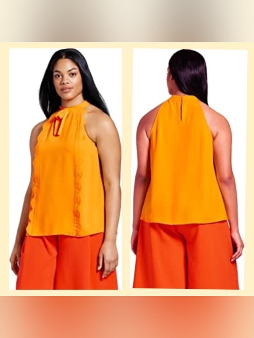 Victoria Beckham Bright Orange Halter Tie Shell Top